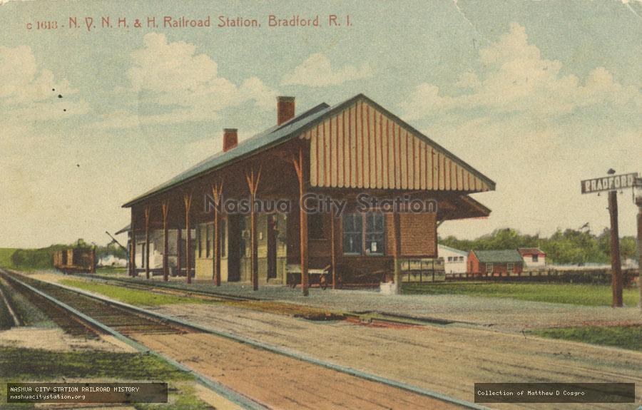 Postcard: New York, New Haven & Hartford Railroad Station, Bradford, Rhode Island